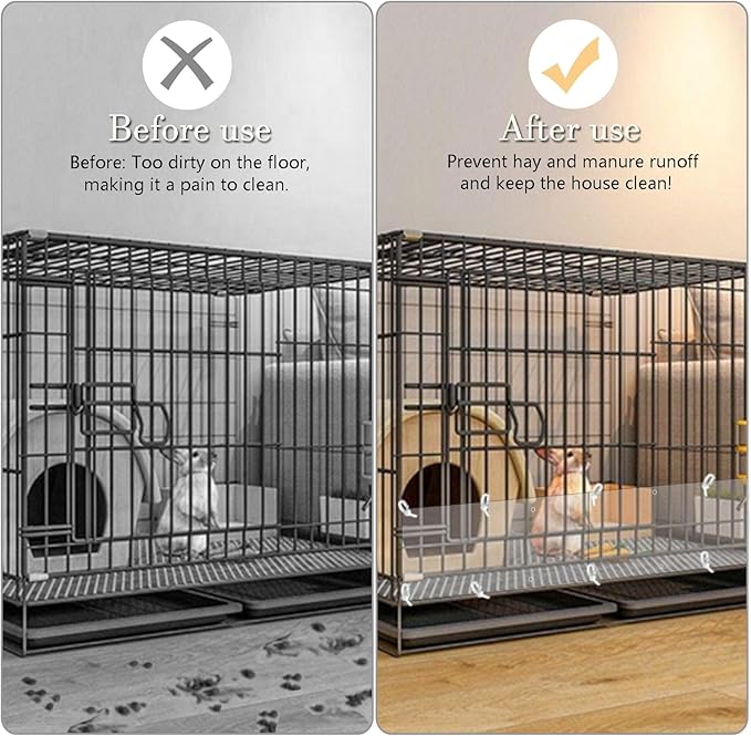 Pet Cage Liner Protection, Rabbit Cage Plastic Panels, 12 PCS Cage Urine Guard for Rabbit, Guinea Pig, Hamster, Hedgehog, Chinchilla, Ferret, Bunny - Transparent, 11.8"x5.9"