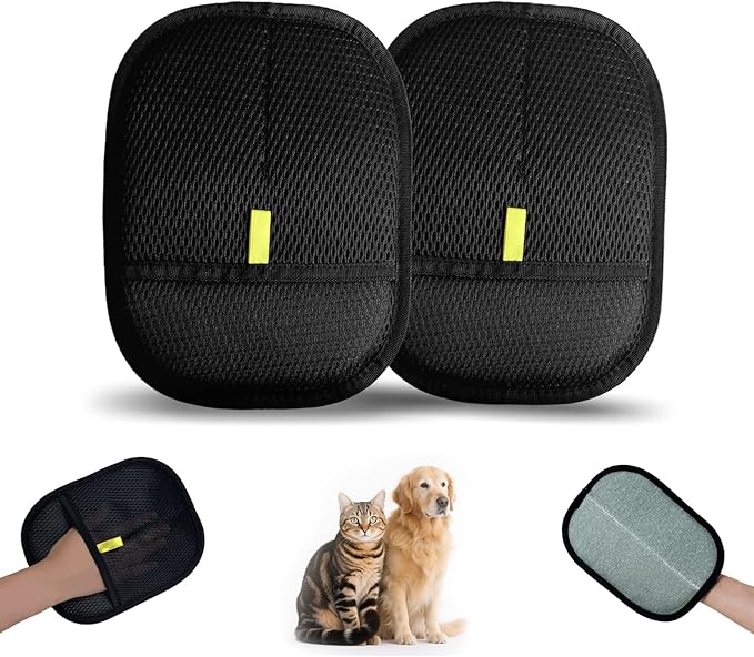 Pet Hair Remover Glove, Electrostatic Pet Hair Remover Glove, Cat & Dog Grooming Glove, Upgraded Fur Removal Tool for Furniture, Carpet, Couch, Car Seat (2pcs)