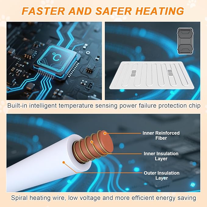 Large Dog Heating Pad 36×24 in for Dogs Smart Thermostat,Whelping Box for Dogs Metal Tube Waterproof Shell with Plush Cotton Cover Puppy Whelping Supplies -Apricot