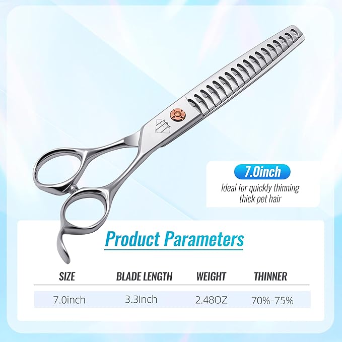 Dog Grooming Scissors: 7 inch Pet Chunker Shears Made Of Japanese 440c Advanced Stainless Steel Professional Grooming Scissors for Dogs Cats and Other Pets