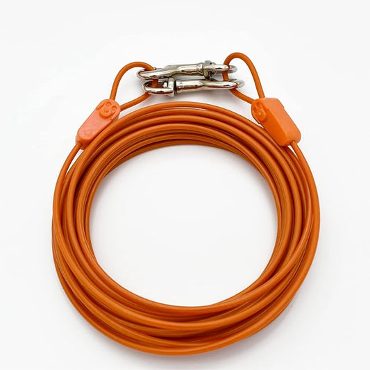 30FT Tie-Out Cables for Dogs - Strong, Safe, and Durable Dog Tie-Outs for Small Dogs up to 90 Pounds - Weather and Wear Resistant Galvanized Aircraft Cable for Outside Use