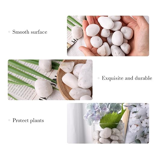 DomeStar 2.7lb White River Rocks, Polished Pebbles Decorative White Stones for Landscaping Vase Filler Fish Tank Aquariums Garden Outdoor and Indoor DIY