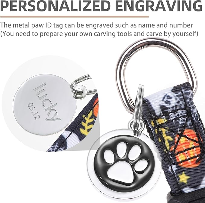 PUPTECK No Pull Dog Harness Soft Adjustable Basic Nylon Step in Puppy Vest Outdoor Walking with ID Tag, Halloween, M