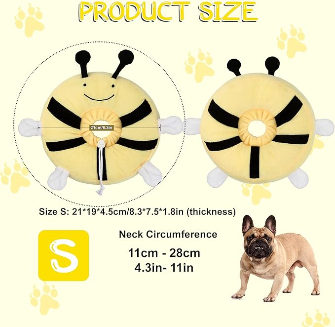 Adjustable cat Cone Collar Soft to Stop Licking After Surgery for Kitten, Alternative to Cone of Shame cat, Donut Cone for Cats, pet Elizabethan Collar (Bee, Small)