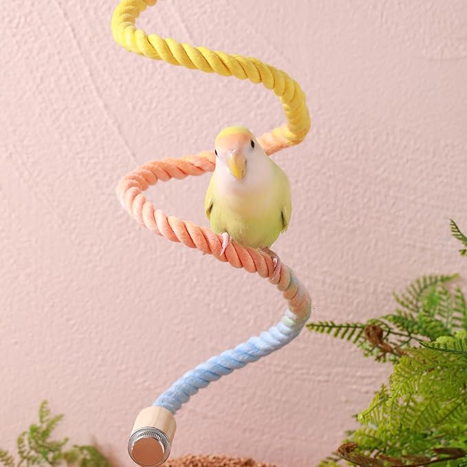 Multi-Color Rope Bird Perch Toys for Parrot Cage Stand, Climbing Swing Accessories for Cockatiel, Parakeets, Budgies, Lovebirds, Conures, Finches - 31.5 inch