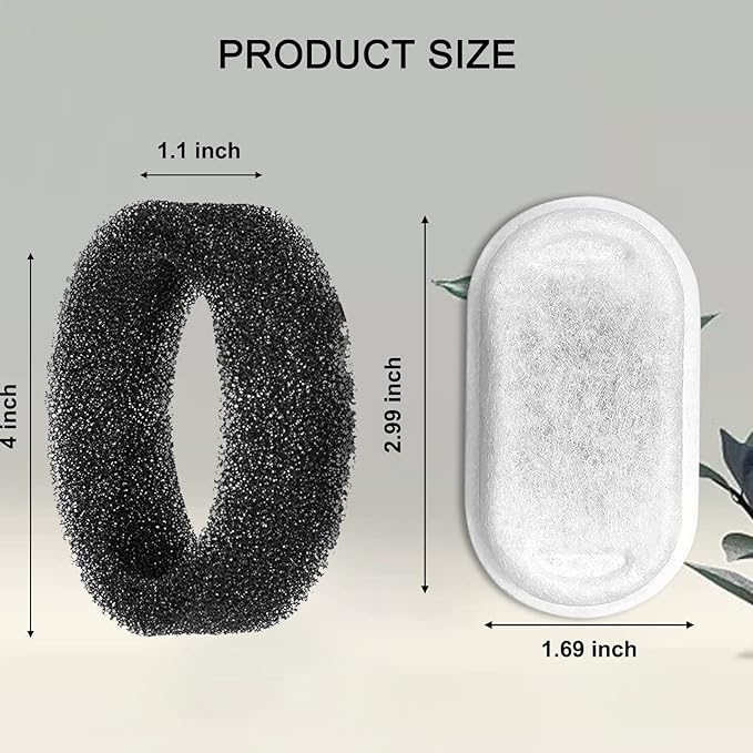 Cat Water Fountain Filters for 108/3.2L& 67oz/2L Stainless Steel Pet Water Dispenser Fountain Filter Replacement with 8 Sponges (8 Filters&8 Sponges)
