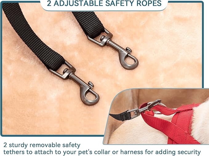 Petsfit Dog Car Seat Medium Sized Dog or 2 Small Dogs with Patent Buckles, Washable Pad, Dog Booster Car Seat for Dogs Up to 45 lbs (Medium, Light Grey)