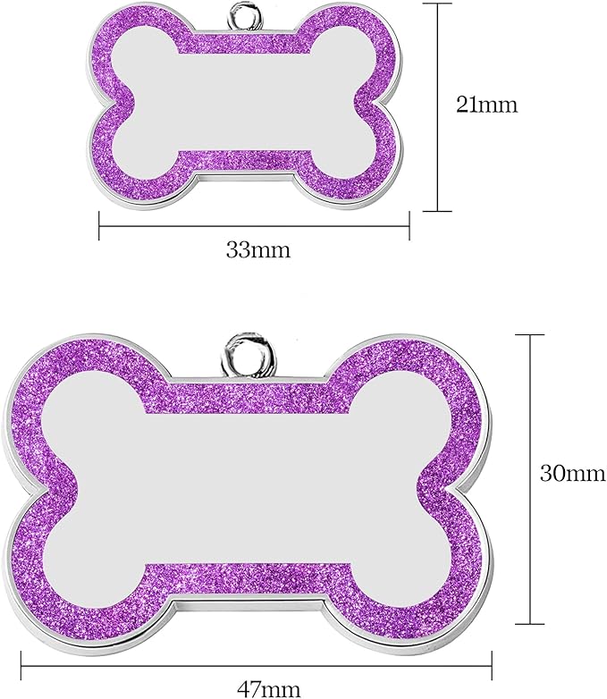 Dog Tags Personalized for Pets Dog Name Tags Personalized Dog Tag Engraved with Any Name & Text Custom Dog ID Tags Glitter Bone ID Tag for Puppy Cat (Silver L, Bone)