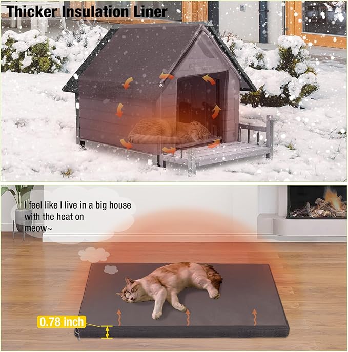 Aivituvin Dog House Outdoor with Metal Frame, Insulated Dog Kennel Outside for Small to Medium Breed, 45" Weatherproof Large Dog Shelter with Anti-Chewing Iron Frame, Grey (45" D x 32.9" W x 32.6" H)