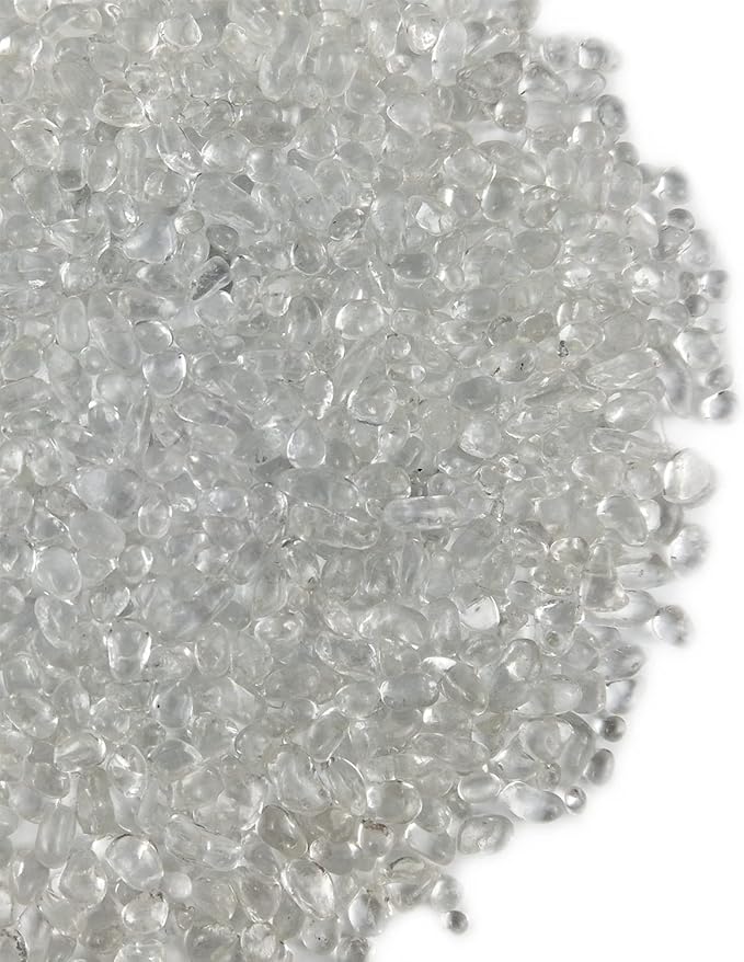 Lustering Decorative Round Glass Beads - Glass Marbles & Pebbles, Clear/Transparent 3-6mm, 1-Pound for Fire Pit Crafts, Resin Art, Vase Filler, Fish Tank & Aquarium Decoration