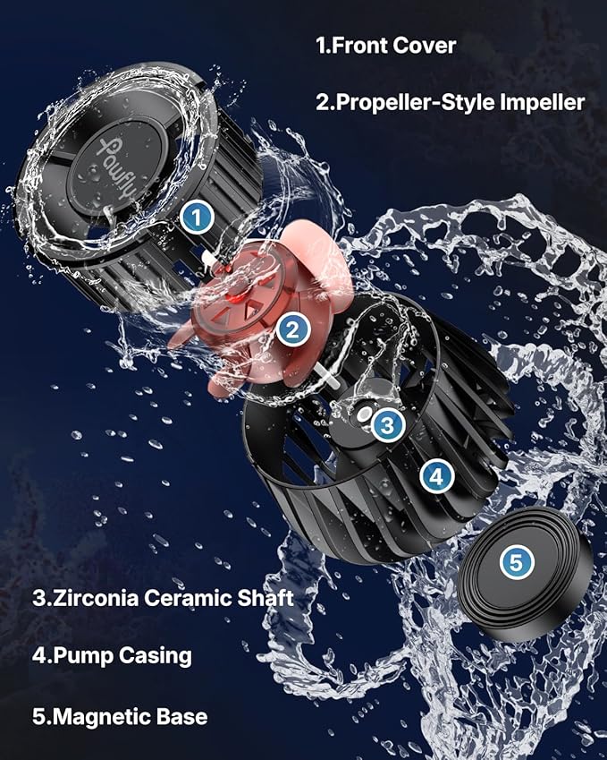 Pawfly 3400 GPH Wave Maker for Aquarium, DC 24V 20W Aquarium Powerhead with LED Controller, Quiet Submersible Wavemaker, Water Circulation Pump for 50-450 Gallon Freshwater Saltwater Tank