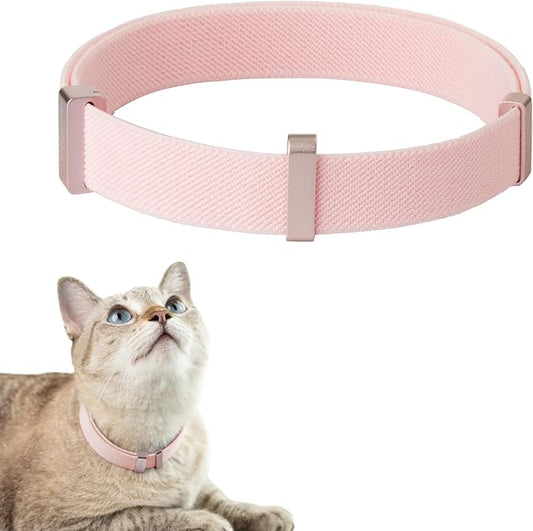 Safety Cat Collar Pro - U.S. IDA Gold Awarding Design, Elastic Quick Release Cat Collar with Buckle Non Breakaway - Lightweight for Kitten All Small Large Cats (Blush Pink, M 7.9-15.7")