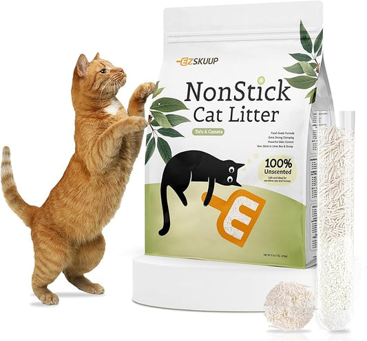 Non-Stick Ultra Clumping Tofu Cat Litter with Cassava, Odor Control Low Tracking Kitty Litter Pellets, Plant-Base Natural Ingredients Cat-Litter, Last Twice as Long as Clay Litter, 9lbs X 1Pack