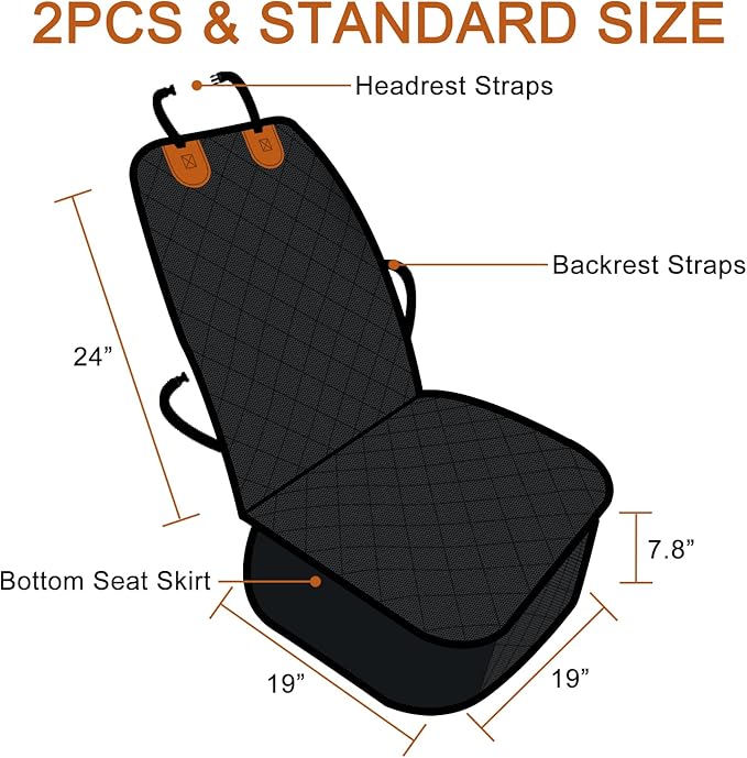 Paw Jamboree 2PCS Dog Car Front Seat Covers Scratch-Proof Pet Car Seat Cover Non-Slip Car Seat Protector for Dogs Bucket Seat Cover for Trucks, Cars & SUVs