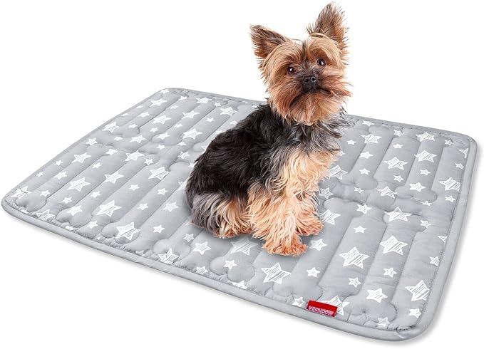 Dog Crate Mat (24" X 18"), Soft Dog Bed Mat with Cute Prints, Personalized Crate Pad, Anti-Slip Bottom, Machine Washable Kennel Pad