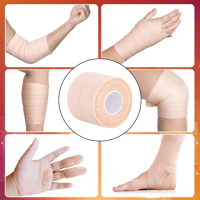 Nuanchu 16 Rolls Elastic Adhesive Bandage Tape Self Adherent Cohesive Flexible Stretch Elastic Athletic Tape for Sports Ankle Knee and Wrist, Vet Wrap for Horses Pets Cats Dogs(2 Inch x 5 Yard)