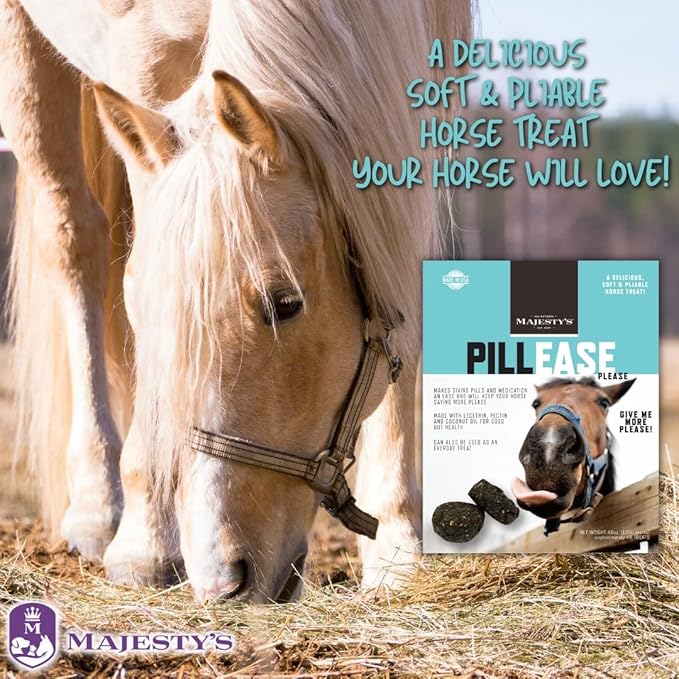 Majesty's PillEase Horse Treats | A Delicious Soft and Pliable No Bake Cookie Horse Treat | Makes Giving Pills & Medication Easy | Made in The USA - 48 Wafers