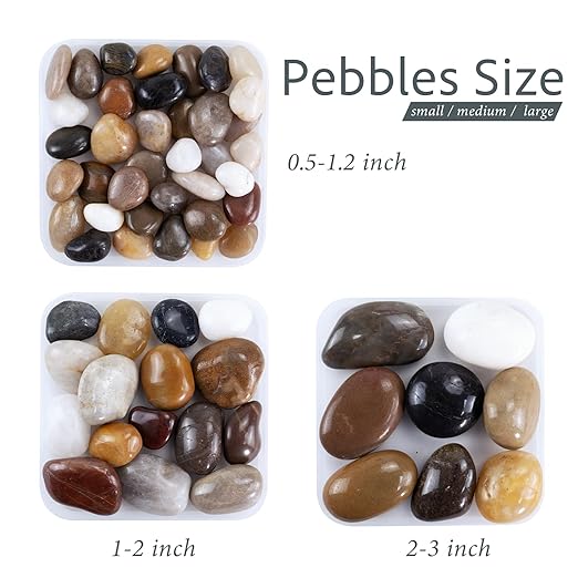 River Rocks for Landscaping, 20lbs Colorful Pebbles for Indoor Plants, 1-2 Inch Decorative Rocks for Planters, High Polished Stones for Vase Filler Fish Tank Garden
