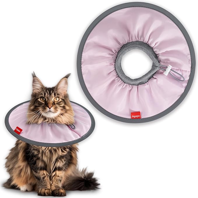 Agape Soft Cat Cone, Comfy Collar to Stop Licking & Scratching, Lightweight Recovery Collar for Cats After Surgery, Adjustable Elizabethan Collar for Neuter Recovery, Waterproof Neck Cones for Cats