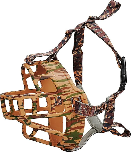 Basket Muzzle to Prevent Biting, Dog Muzzle for Large Medium Small Dogs Allows Panting Drinking Anti Chewing, Perfect for Grooming Trimming Training and Aggressive Reactive Dogs (Brown, Size 3)