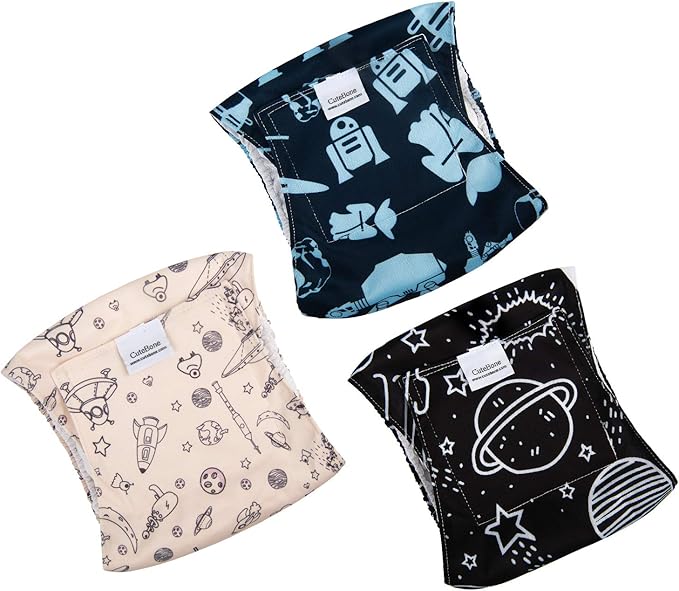 CuteBone Male Washable Dog Diapers Belly Bands 3pcs a Pack DM05M