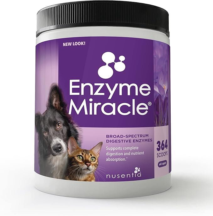 Digestive Enzymes for Dogs & Cats : Protein, Carbs, Starches & Fats Digestion : Supports Diet Change : Enzyme Miracle (364 Scoops, Powder)