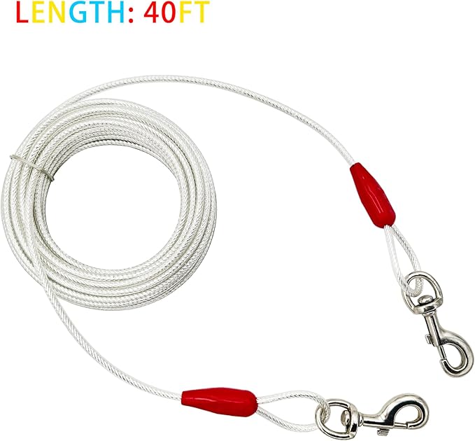 Petest 40ft Reflective Tie-Out Cable for Super Dogs Up to 250 Pounds
