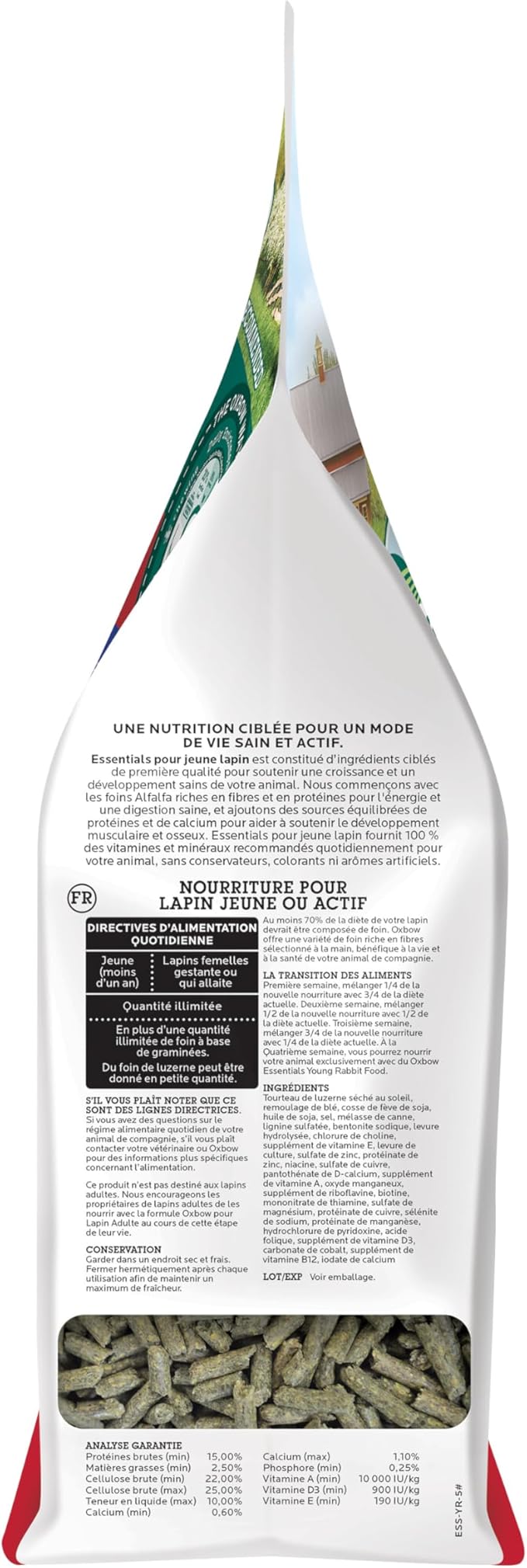 Oxbow Essentials Rabbit Food, Young Rabbit, Made with Oxbow Alfalfa Hay, Pet Food Pellets with Vitamins & Minerals, Small Animal Pet Products, Bunny Supplies, Made in USA, High Fiber, 5 lb. bag