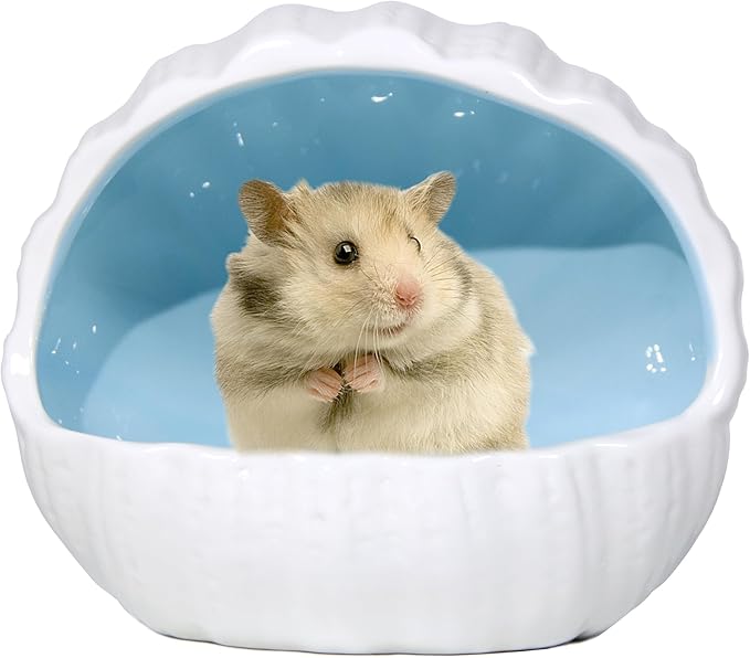 Ceramic Hamster Hideout Guinea Pigs House Guinea Pig Accessories Sand Bathes for Small Pets Hamster Accessories for Cages for Guinea Pigs Chinchillas Gerbils Hedgehogs (Blue)