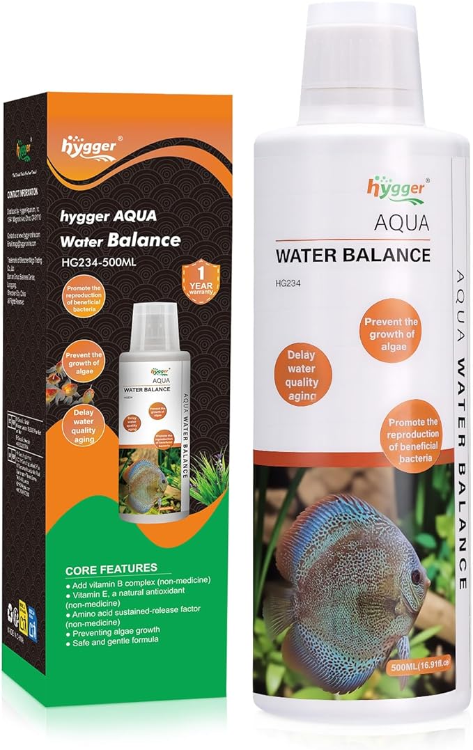 hygger Aqua Water Balance for Freshwater Saltwater, Aquarium Fish Tank Plant Coral Stabilizes Water Quality with Essential Vitamins Amino Acids Electrolyte Water Conditioner, 300 ML