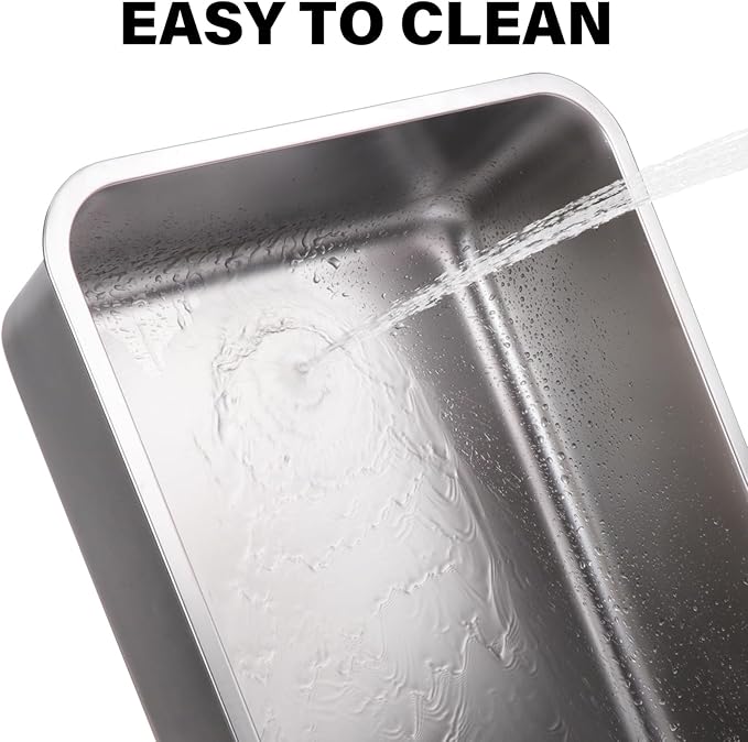 Stainless Steel Litter Box Easy Clean,-Large Metal Litter Box for Cats, High Sided Metal Litters Boxes, No Smell, Non Stick, Odor Proof, Indoor Outdoor