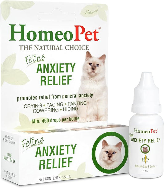 HomeoPet Feline Anxiety Relief, Natural Stress and Anxiety Support, Anxiety Supplement for Cats, 15 Milliliters