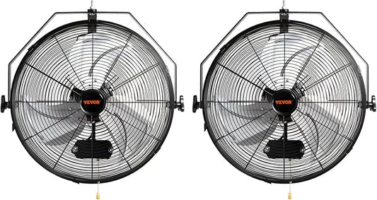 VEVOR Wall Mount Fan, 2 PCS 18 inch Waterproof, 3-speed High Velocity Max. 4000 CFM Industrial Wall Fan for Indoor, Commercial, Residential, Warehouse, Greenhouse, Workshop, Basement, Garage,Black
