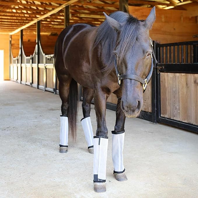 Jeffers Romper Stomper Fly Boots for Horses - Grey, Large – Breathable Mesh Leg Wraps for Insect Protection, Stable Accessories for Summer Turnout, Ride Gear, Horse Hoof & Leg Care - 4 Pack