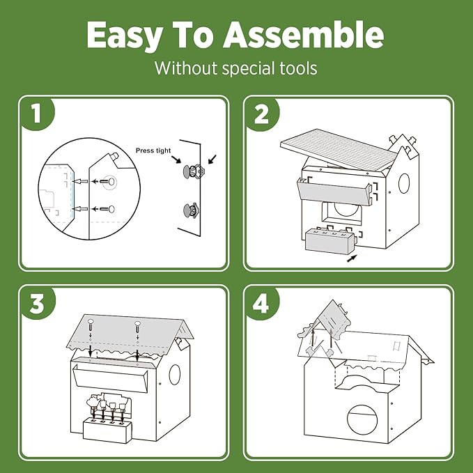 Cat Beds for Indoor Cats, Cardboard House with Scratchers, Tea House, Large Sturdy Cat Furniture Condo Cave Tent, Easy to Assemble Pet Toys Accessories Stuffs, Bunny Small Animals