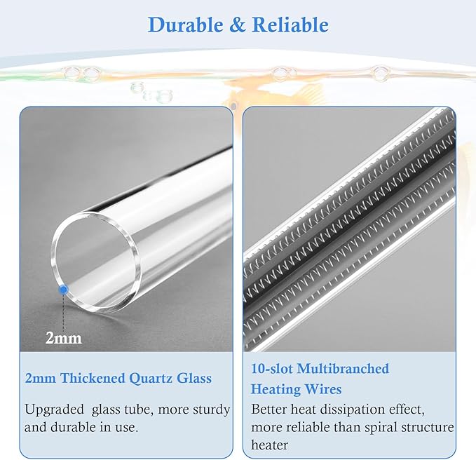 HITOP Thickened Glass Aquarium Heater: 50W 100W 300W Upgraded Fish Tank Heater with Controller, Fish Tank Thermostat Heater for Seawater/Fresh Water 5-65Gal