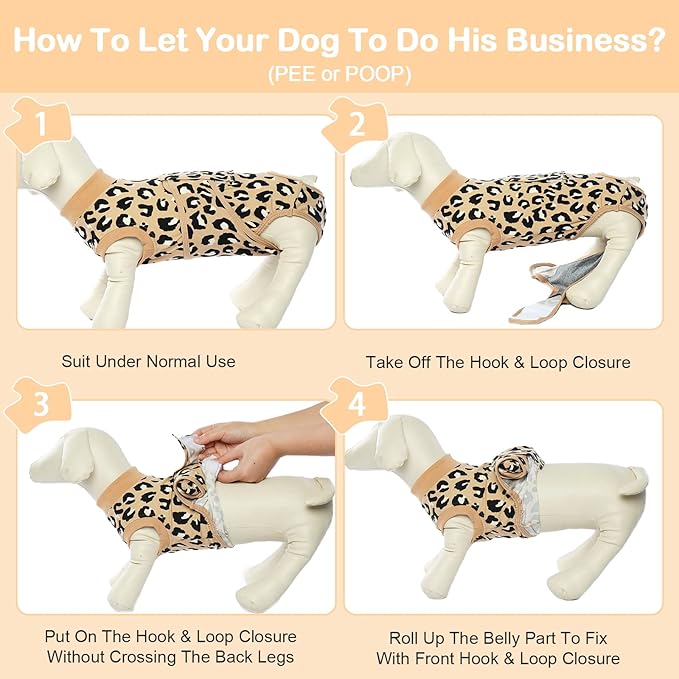 Kuoser Dog Recovery Suit for Dogs After Surgery,Professional Surgical Onesie for Female Male Dogs Spay Neuter,Soft Dog Surgery Suit Bodysuit for Abdominal Wounds Skin Disease,Coffee Leopard 2XL