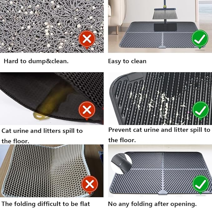 Silicone Cat Litter Mat, Scratch-Resistant Litter Trapping Mat, Waterproof & Non-Slip Litter Box Mat, Highly Effective for Collecting Litter, Easy to Clean for Indoor Use