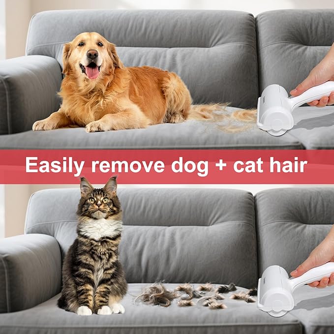 Pet Hair Removal Tool – Reusable Lint Roller for Dogs & Cats – Self-Cleaning Fur Remover Brush - Portable, Multi-Surface Fur Removal Tool - Glove Brush and Pet Hair Extra Sticky Roller