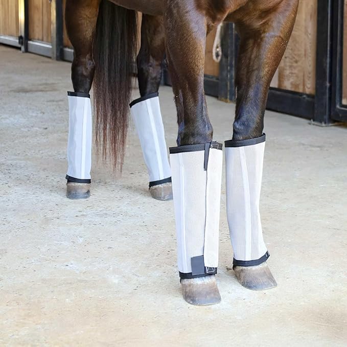 Jeffers Romper Stomper Fly Boots for Horses - Grey, Large – Breathable Mesh Leg Wraps for Insect Protection, Stable Accessories for Summer Turnout, Ride Gear, Horse Hoof & Leg Care - 4 Pack