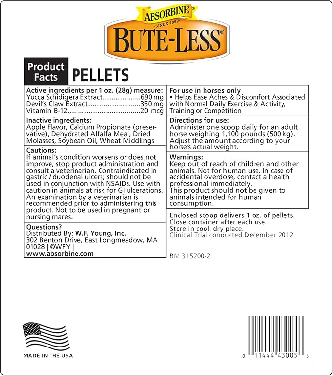 Bute-Less Comfort & Recovery Supplement Pellets, Healthy Inflammatory Response, 2 lb / 32 Day Supply
