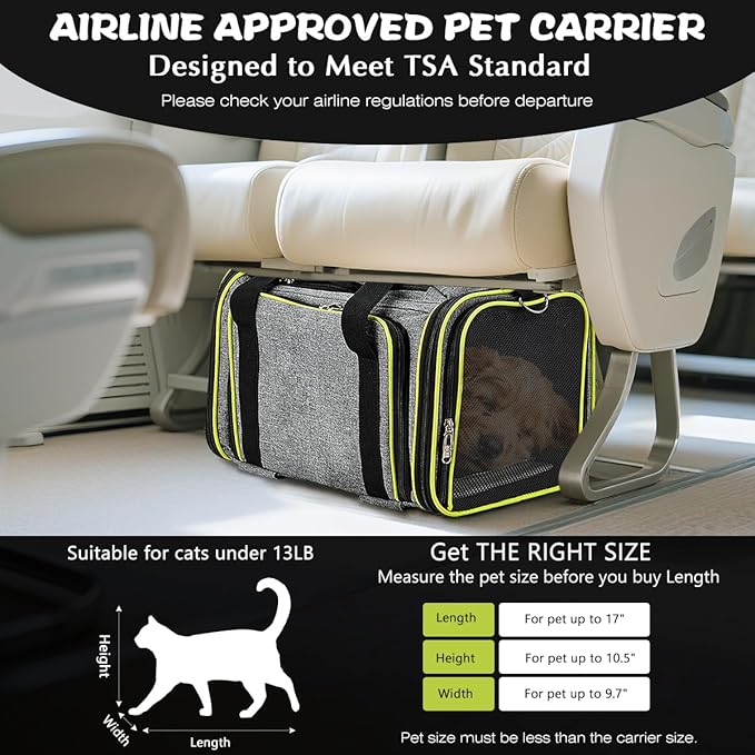 Pet Carrier with Wheels for Cat and Small Dog, Expandable Airline Approved Pet Carrier for Animal Under 15 lbs, Rolling Cats Puppy Carriers Travel Bag for Traveling and Camping