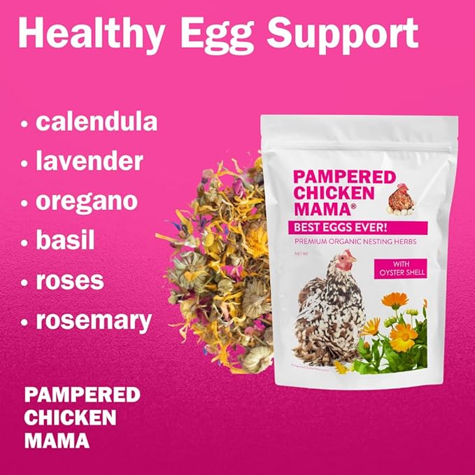 Pampered Chicken Mama Best Eggs Ever! Nesting Herbs for Chickens (8 Pounds Total) for Chicken Nesting Boxes Calcium Supplement for Chickens | Chicken Feed Supplies, Hen Treats for Coops (8 Bags)
