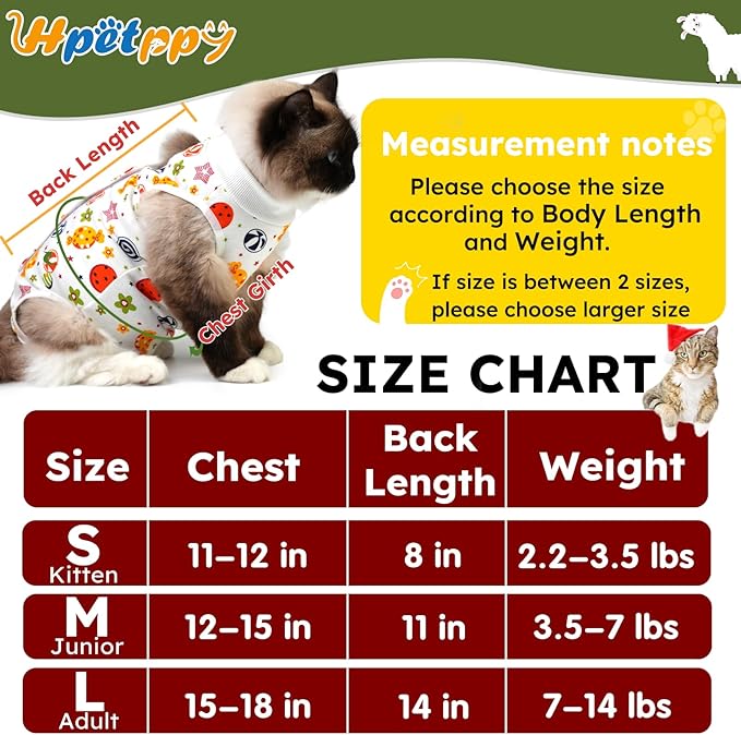 Cat Recovery Suit for Spay Abdominal Wounds, Breathable Cat Onesie for Cats After Surgery Female, Kitten Surgical Recovery Suit Female Cone of Shame Alternative for Cats Anti Licking