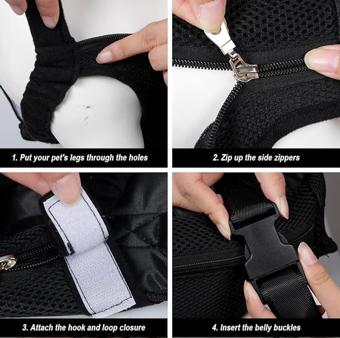 FEimaX Dog Carrier Backpack Pet Legs Out Front Cat Travel Bag, Adjustable Puppy Backpacks Carriers Hands-Free for Small Medium Dogs Cats Hiking Traveling Camping Daily Walking (Small, Black)