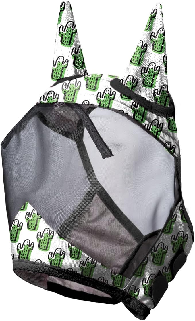 Harrison Howard LumiVista Horse Fly Mask Standard with Ears UV Protection for Horse Green Cactus L Full Size