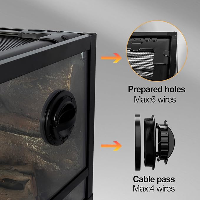 Tempered Glass Reptile Tank, 36" x 18"x 12" Front Opening Terrarium with Top Screen Ventilation & Water-Holding Bottom, 35 Gallon Reptile Enclosure for Bearded Dragon, Snake, Leopard Gecko