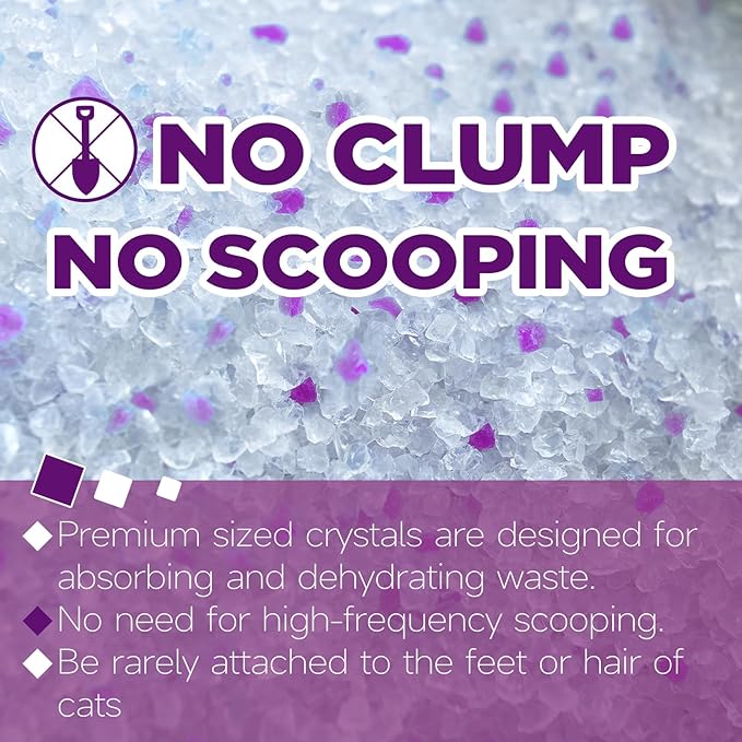 Made4Pets Cat Litter Crystals Kitty Litter Odor Control Crystal Litter Non Clumping No scooping Low Dust, Low Tracking, Lightweight, Dehydrates Waste,Lavender– 13.2 lbs (4 x 3.3 lb Packs)