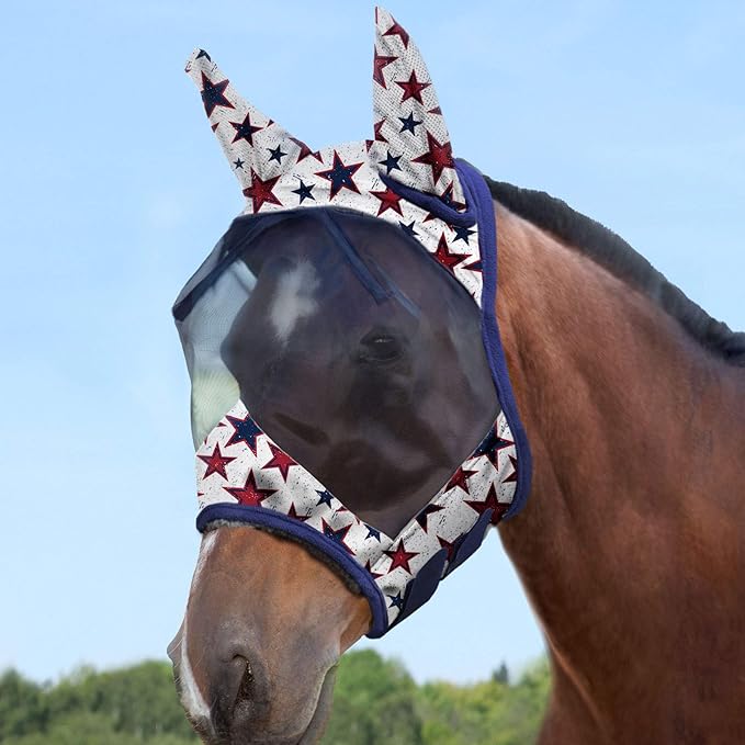 Harrison Howard LumiVista Horse Fly Mask Standard with Ears UV Protection for Horse Dream Star L Full Size
