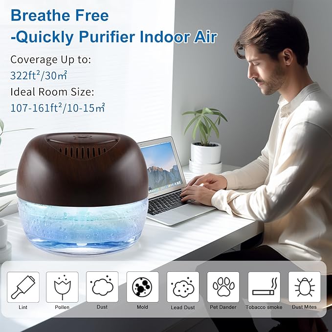 Purifier Air Washer, Air Fresher Aroma Diffuser for Home, Office, Air Purifier with Night Light (Brown)